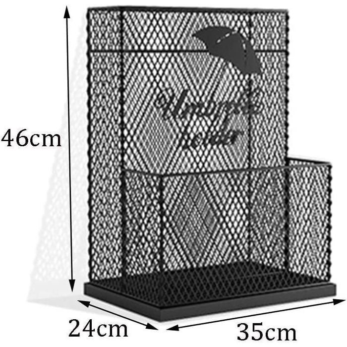 Контейнер для тримача парасольки QGENMINERA, металева підставка для парасольки для дому та офісу, вміщує 25-28 довгих і коротких парасольок, багатофункціональний тримач для зливу парасольки, тримач для палиці золото 35 * 24 * 46 см