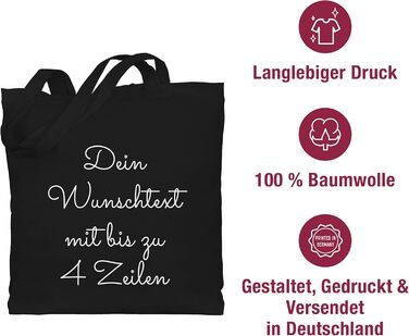 Подарунок з іменем, персоналізований Shirtracer - Бавовняна сумка - Індивідуальний друк - Текст на ваш вибір I Подарунок персоналізований 1 Чорний