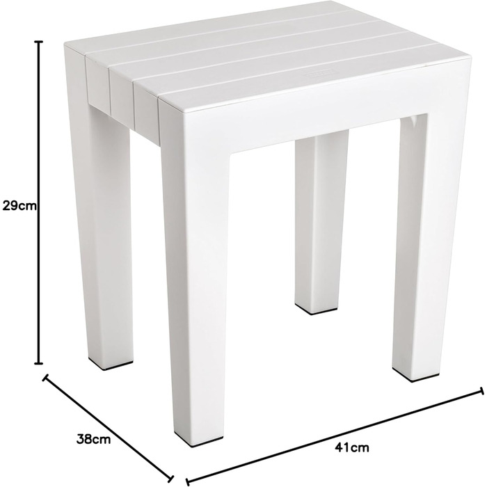Лавка для табуретів Tatay 4436501 Lombok, поліпропілен, без BPA, з ефектом дерева, захист проти UVA, Max 130 кг, підходить для внутрішнього та зовнішнього використання 38x29x41 см. Білий колір