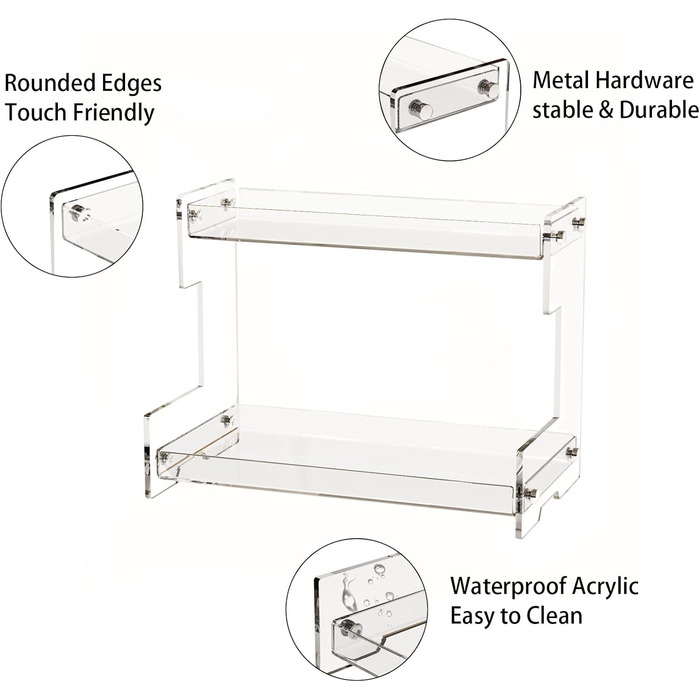 Органайзер для макіяжу Acliys, 2-рівневі органайзери для макіяжу стоячи, органайзер для системи зберігання догляду за шкірою Туалетний столик для косметики та зберігання макіяжу Прозорий