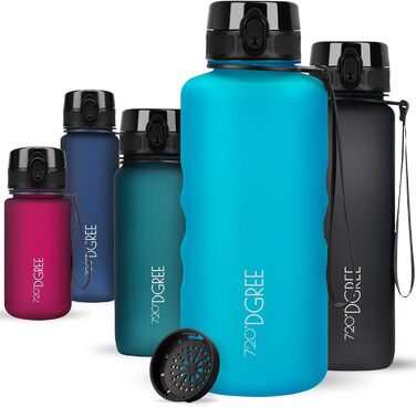 Пляшка для води 720DGREE 1л Sport 'uberBottle softTouch Sieb - Без BPA - Пляшка для води для універу, роботи, фітнесу, велосипеда, активного відпочинку, роботи - спортивна пляшка з тритану - легка, ударостійка, багаторазова (2000 мл, 14 пляшок) Софттач)