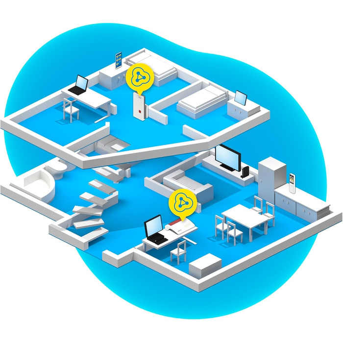 АВМ ФРІЦ Сітчастий ретранслятор WLAN 2400 (Dual WLAN AC N до 1 733 Мбіт/с (5 ГГц) 600 Мбіт/с (2,4 ГГц), Gigabit-LAN, німецька версія) Білий/Червоний