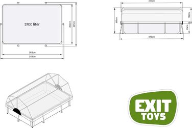 Чорний дерев&39яний басейн EXIT Toys з багатофункціональним покриттям - 300x200x65 см - Прямокутний, компактний каркасний басейн з картриджним фільтруючим насосом - Легко доступний - Для чистої, теплої води в басейні - Чорний