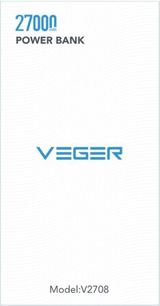 Powerbank VEGER USB C з 4 виходами і 2 входами,  27000mAh, 20W PD