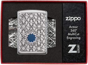 Кишенькова запальничка Zippo з візерунком арабської зірки, високополірований хром, 49076, Високополірована хромована зірка, Один розмір