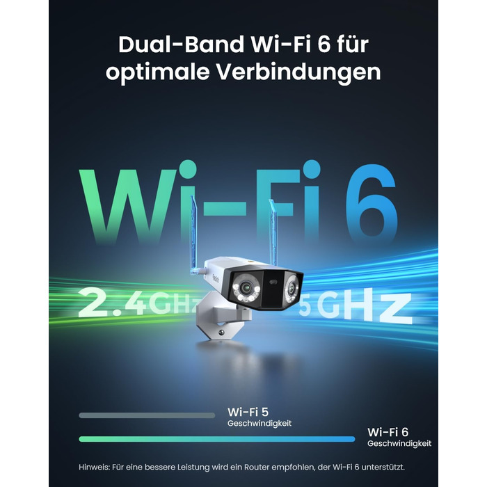 МП Wi-Fi 6 зовнішня камера спостереження з панорамним оглядом 180, відстеженням руху, Wi-Fi камера з подвійним обєктивом на відкритому повітрі, кольорове нічне бачення 30 м, запис 24/7, виявлення AI, IP67, 3 WiFi, 16