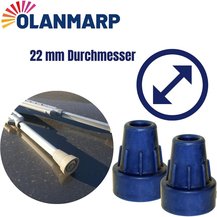 Капсули Ossenberg Crutch Capsules Blue 16 мм ремінець на липучці Olanmarp з нашивками 2 шт. и (2 шт. и капсула для милиці)