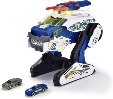 Поліцейський автомобіль Dickie Toys Rescue Hybrids Police Bot (35 см) - футуристична поліцейська машина (велика) з функцією трансформації та іншими функціями, іграшка зі світлом і звуком для дітей від 3 років Rescue Hybrids поліцейський робот