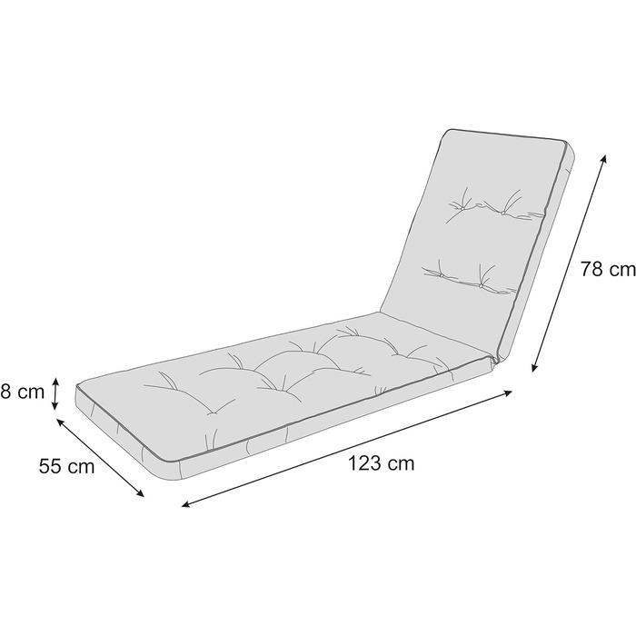 Подушки для шезлонга, подушка для шезлонга, подушка для садового лежака 201х55х8 см Зручна подушка для шезлонга, зони відпочинку, шезлонга, подушка в антрациті