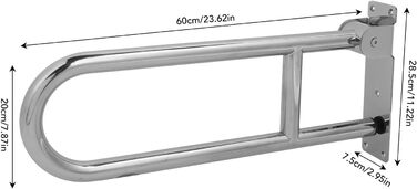 Складаний поручень для ванної кімнати, настінні поручні для туалету з нержавіючої сталі, поворот на 90 градусів по вертикалі, ергономічні поручні для людей похилого віку та людей з обмеженими можливостями