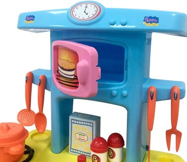 Дитяча кухня Smoby Mi Cocina Peppa Pig Wutz Ecoiffier з 13 аксесуарами, 100 офіційно ліцензований продукт, для хлопчиків і дівчаток від 18 місяців (1711), кольорова, 60,5 x 42,7 x 24,6