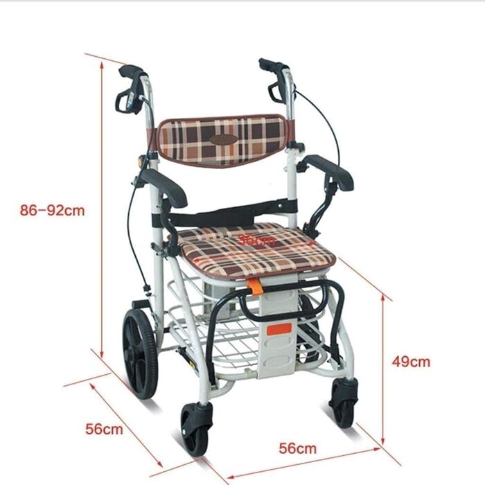 Стандартний допоміжний засіб для ходьби Rollator Roller Walker для людей похилого віку - алюмінієвий складаний допоміжний засіб для ходьби, регульований по висоті допоміжний засіб для ходьби для спільного використання