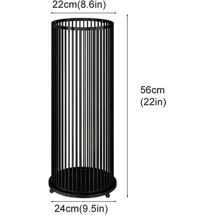 Тримач для парасольки Cuiynice для вхідної зони, металева підставка для парасольки, тримач для палиць, 9.45 x 22.83 дюймів (чорний, 24 x 22 x 58 см) Чорний 24x22x58см