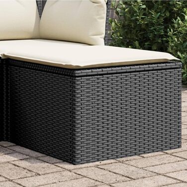 Садовий табурет з подушкою чорний 55x55x37 см Poly Rattan,366003