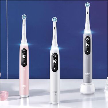 Електрична зубна щітка Oral-B iO Series 6, 5 режимів чищення для догляду за зубами, магнітна технологія, дисплей і дорожній кейс, Sensitive Edition, подарунок чоловікові/жінці, дизайн Braun, рожевий пісок, старий сингл