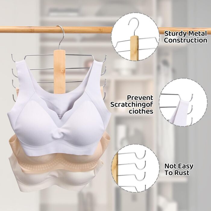 Дерев'яний вішак для камізельки, вішак для бюстгальтера, що обертається на 360, вішак для топів, для топів, камізельки, BHS, купальників, ременів, краваток, колір дерева колір дерева