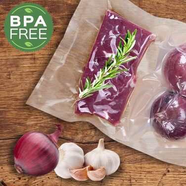 Пакетів 20x30 см вакуумні пакети для харчових продуктів, пакети sous vide без BPA для запаювачів фольги підходять 20x30 см (200 пакетів), 200