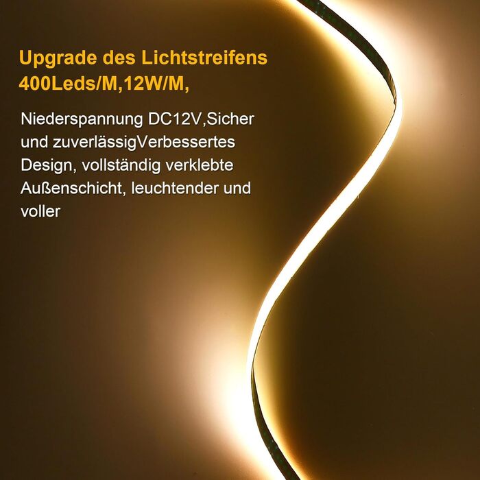 Інтелектуальні світлодіодні стрічки WIFI COB RGB 576 світлодіодів / м 5760 світлодіодів 24 В затемнювані деформаційні світлодіодні лампи з дистанційним керуванням, смуга світла працює з Google Home Assistant/Alexa (5 м теплий білий (без джерела живлення))