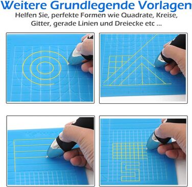 Шаблони для ручок і силіконовий килимок, аксесуари для 3D-ручок Блокнот для 3D-ручок 27 * 21,5 см, прозорий інструмент для малювання з базовими шаблонами для початківців, 3D-