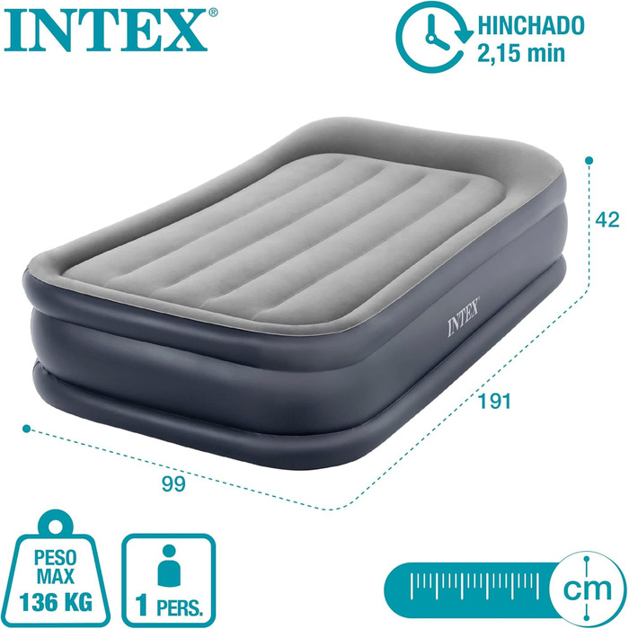 НАДУВНИЙ МАТРАЦ TWIN DELUXE PILLOW REST З FIBER-TECH BIP