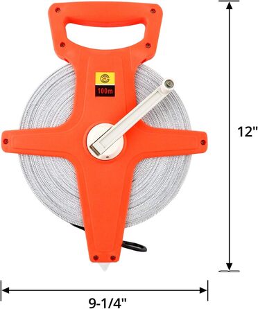 Рулетка зі скловолокна QWORK, рулонна рулетка, 100 м / 330 футів, двостороння ука 100 м / 330 футів