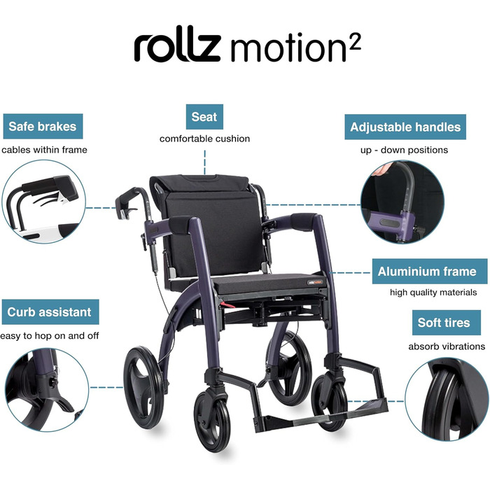 В 1 Rollator Walker Wheelchair Combo - Складне транспортне крісло - Rollator Wheelchair Combo - сучасний дизайн і максимальна підтримка (звичайна) звичайна Pebble White, 2.1 Pebble White - 2