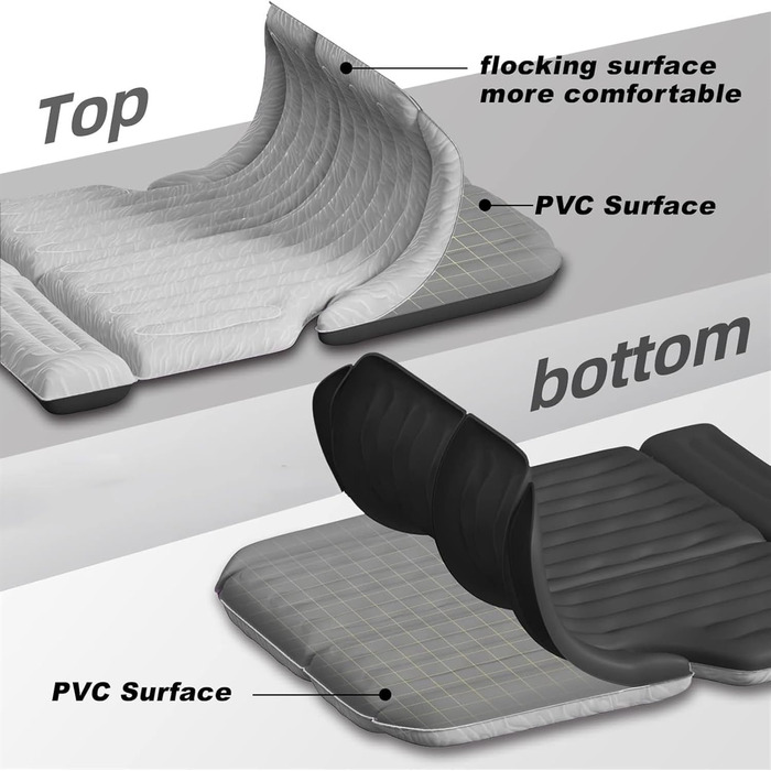 Надувний матрац AcarKing Автомобільний позашляховик Автомобільне ліжко, Двоспальне надувне ліжко, Туристичний надувний матрац, Подушка для кемпінгу на відкритому повітрі, Розбірне портативне надувне ліжко
