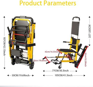 Інвалідний візок для підйому по сходах Caterpillar, Електричний підйомний сходовий візок, Візок, Портативне складане крісло, Підйомник, Альпініст, Пересування по сходах для пацієнта або людей похилого віку, Підйом по сходах