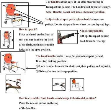 Портативний сходовий стілець Сходове крісло, розкладне зовнішнє зручне мобільне крісло для переміщення інвалідних візків Портативне складне крісло для перенесення людей похилого віку Евакуаційна сходи швидкої допомоги