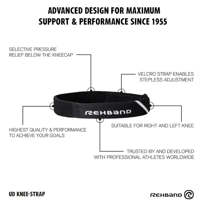 Спортивний наколінник Rehband для надколінка, наколінник для надколінка з компресійною подушечкою, наколінник для бігу, футболу, гандболу, тенісу, колір чорний, розмір L/XL L/XL Black -