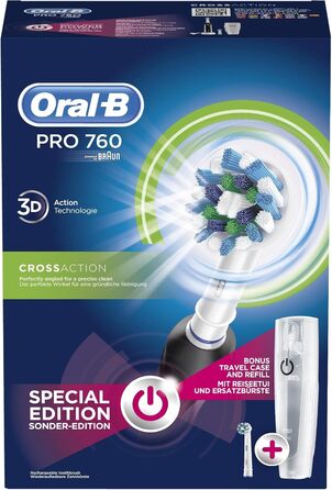 Електрична зубна щітка Braun Oral-B Pro 760 зі щіткою та дорожнім кейсом, чорна