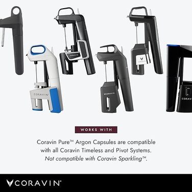 Капсули з нержавіючої сталі Coravin Argon Gas Для використання Система збереження вина Одна капсула консервує до 15 баночок - 6 упаковок 6 упаковок