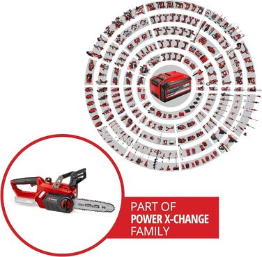 Акумуляторна бензопила Einhell GE-LC 18/25 Li-Solo Power X-Change, працює від акумулятора (літій-іонна, 18 В, якісна шина/ланцюг OREGON, захист від віддачі, штифт фіксатора ланцюга, без акумулятора та зарядного пристрою)