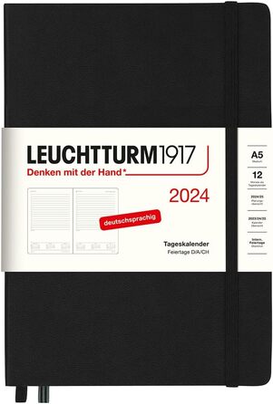Чорний, Німецька, 12 місяців Чорний Середній (A5), 1917 367591 Daily Planner Medium (A5) 2024