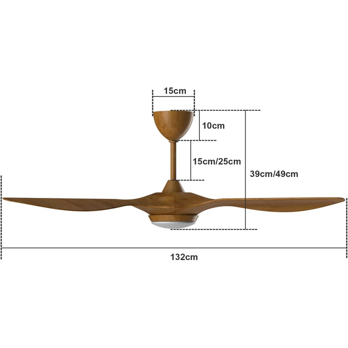 Стельовий вентилятор reiga з підсвічуванням і пультом дистанційного керування 132 см, стельовий вентилятор з 3 горіхово-коричневими листям, таймер, літо-зимова робота, розумний стельовий вентилятор Alexa для спальні та вітальні (колір дерева)