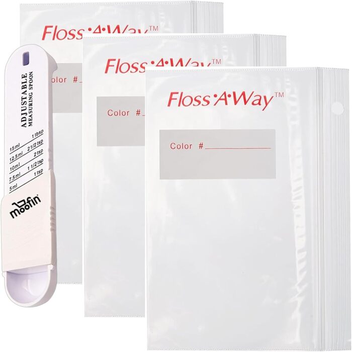 Пластикова мірна ложка, 17 x 4 см, 31 г, і сумка для дій FL100 Floss-A-Way Organizer, 7,6 x 12,7 см, 100 шт. , 3 шт. и