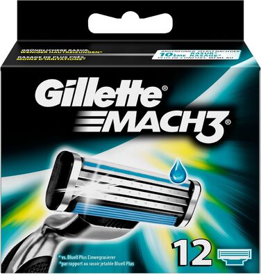 Знята з виробництва модель Gillette Mach3 леза для бритви, 12 шт. 12 шт. (1 упаковка)