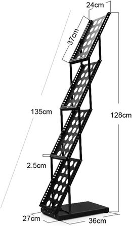 Стелаж для документів, стелаж для журналів, стелаж для літератури, підлоговий стелаж для літератури, А4, складний, інформаційний стенд, підлоговий пропагандистський стенд, складний, портативний стенд для презентацій, vertika 27x36x135см чорний