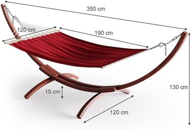 Гамак Рама 350см в т.ч. Гамак з каркасом Дерев'яний Каркас Червоний 190x130x120 см