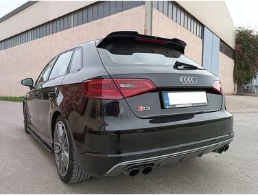 Сумісний з Audi A3 (8V) S-Line/S3 Hatchback/Sportback 2012-2016 (ABS Black Glossy), 487 Roof Spoiler (Spoiler Cap)