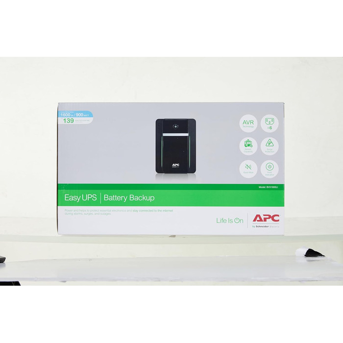 ДБЖ APC Easy UPS - BVX900LI-GR - джерело безперебійного живлення 900 ВА з виходами Schuko, запобіжником акумулятора та захистом від перенапруг, резервний акумулятор зі стабілізатором стабілізатора, світлодіодні індикатори (1600 ВА / 900 Вт, виходи IEC - I