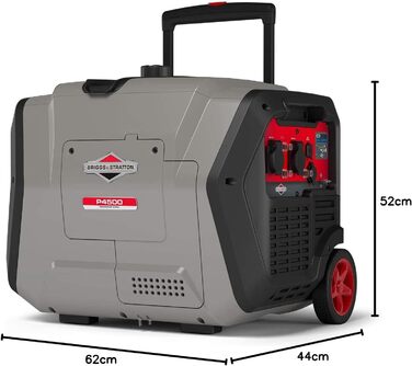 Бензиновий інверторний генератор-генератор Briggs & Stratton 030806 PowerSmart P4500 з чистою потужністю 4500 Вт/3700 Вт, надзвичайно тихий і легкий, Вт, 230 В, чорний, сірий P4500 одинарний