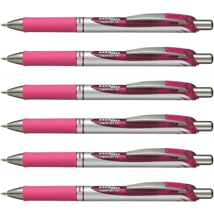 Ручка Pentel Gel Rollerball EnerGel з притискним механізмом, 6 шт. , 0,7мм (рожева, упаковка 6 шт. )