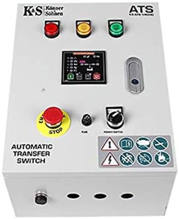 Блок АВР KS ATS 4/63 HD (автоматичне перемикання на аварійне живлення) автоматично запускає генератор і передає навантаження в разі переривання основного електроживлення.