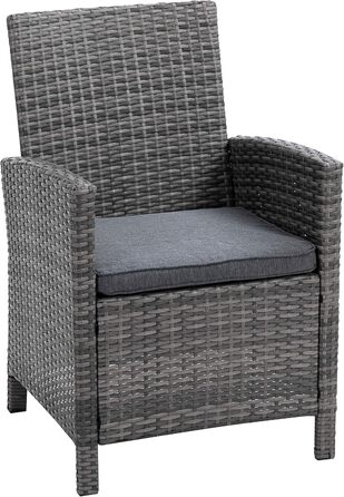 Крісло greemotion Poly Rattan Ticino, Садове крісло з подушками, 65 x 90 x 59 см, Сірий