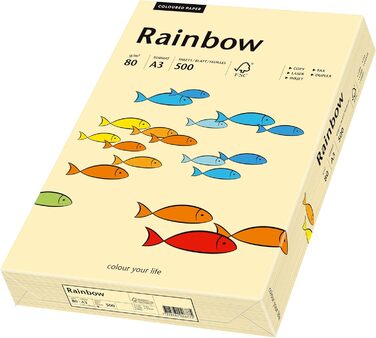 Папірус 88042278 принтер/копіювальний папір кольоровий Rainbow 80 г/м, кольоровий папір А3 500 аркушів, матовий, замша