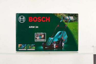 Електрична газонокосарка Bosch ARM 34 (травозбірник, картонна коробка, висота зрізу 20-70 мм, ширина зрізу 34 см, 11 кг, 1300 Вт) Газонокосарка ARM34