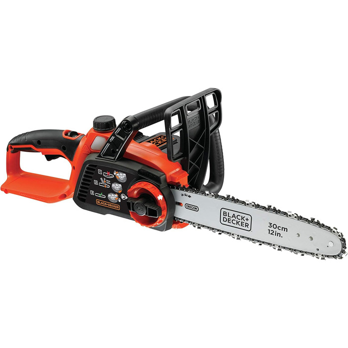 Акумуляторна літій-іонна ланцюгова пила BlackDecker 36V GKC3630L20 з акумулятором та зарядним пристроєм / Ідеально підходить для деревообробки та садівництва / Довжина полотна 30 см