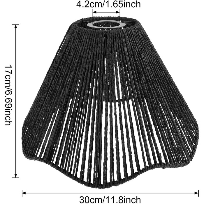 Абажур predolo з мотузки, Чохол для стельового ліхтаря, Сільський, Елегантний, Освітлювальний прилад своїми руками, Світлий абажур в стилі бохо, Підвісний абажур для спальні, Чорний