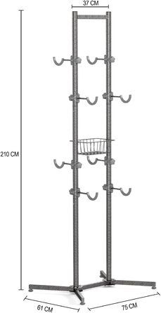 Велосипедна підставка Підлога для 4 велосипедів Завантаження до 50 кг/110 фунтів Тримач велосипедної стійки Критий гараж Зберігання на відкритому повітрі TY-GJ001-B8